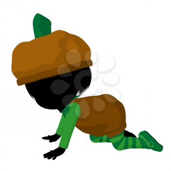 Royalty Free Clipart Image of a Girl in a Pumpkin Costume
