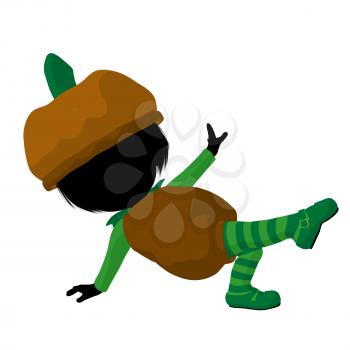 Royalty Free Clipart Image of a Girl in a Pumpkin Costume
