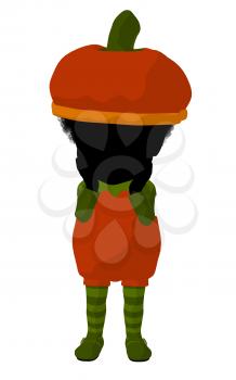 Royalty Free Clipart Image of a Child in a Pumpkin Costume