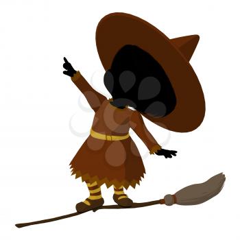 Royalty Free Clipart Image of a Witch on a Broom