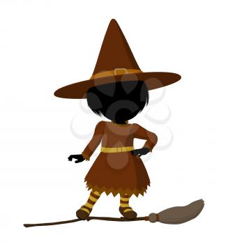 Royalty Free Clipart Image of a Witch on a Broom