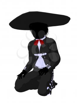 Royalty Free Clipart Image of a Mexican Boy Wearing a Sombrero