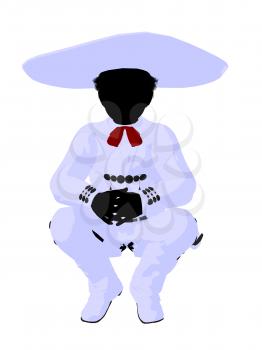 Royalty Free Clipart Image of a Mexican Boy Wearing a Sombrero
