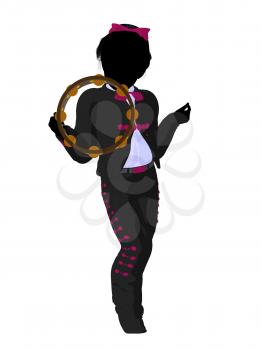 Royalty Free Clipart Image of a Mexican Girl With a Tambourine