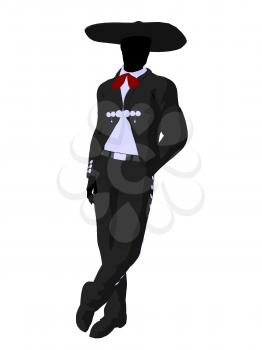 Royalty Free Clipart Image of a Man Wearing a Sombrero