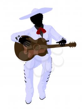 Royalty Free Clipart Image of a Mexican Man With a Guitar