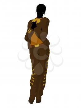 Royalty Free Clipart Image of a Woman in Mexican Attire