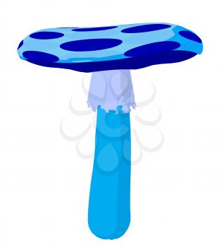 Royalty Free Clipart Image of a Blue Polka Dot Toadstool