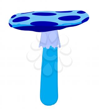 Royalty Free Clipart Image of a Blue Polka Dot Toadstool