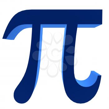 3D blue pi symbol on a white background