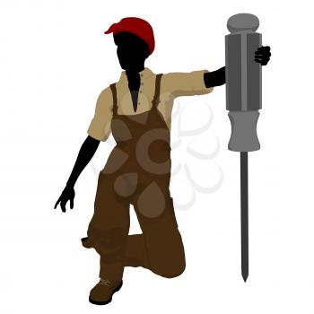 Royalty Free Clipart Image of a Female Mechanic With a Screwdriver