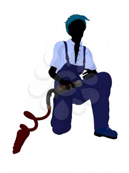Royalty Free Clipart Image of a Female Mechanic