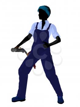 Royalty Free Clipart Image of a Female Mechanic