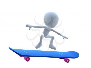 Royalty Free Photo of a 3D Guy on a Skateboard