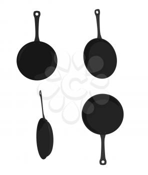 Four skillets on a white background