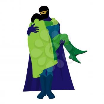 Royalty Free Clipart Image of a Superhero Couple