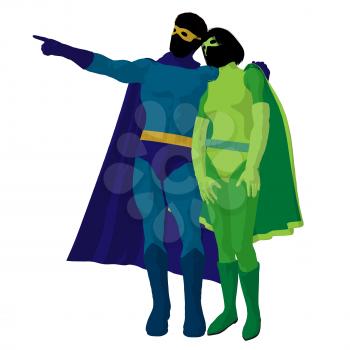 Royalty Free Clipart Image of a Superhero Couple