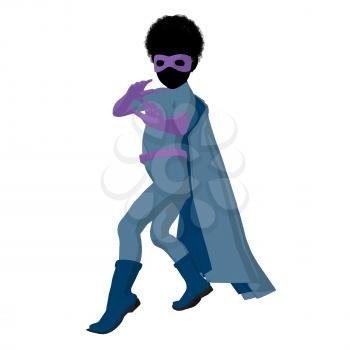 African american super hero boy silhouette on a white background