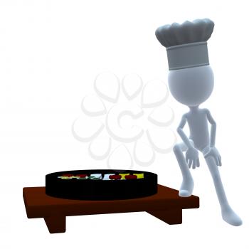 Royalty Free Clipart Image of a 3D Sushi Chef