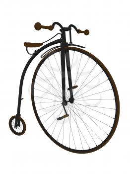 Penny farthing bicycle on a white background