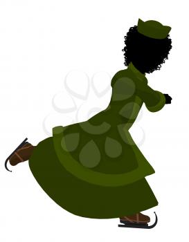 Royalty Free Clipart Image of a Victorian Girl Skating