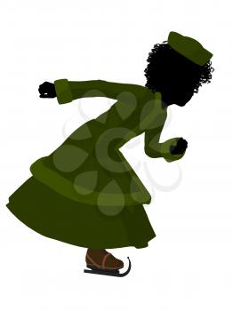 Royalty Free Clipart Image of a Victorian Girl Skating
