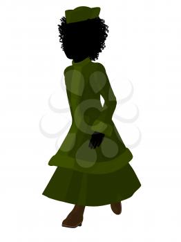 African american victorian girl art illustration silhouette on a white background