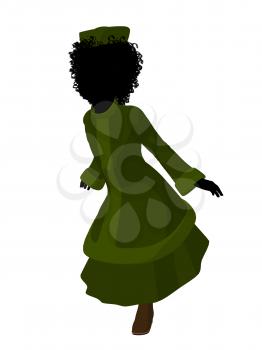 African american victorian girl art illustration silhouette on a white background