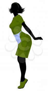 Royalty Free Clipart Image of a Waitress Wearing an Apron