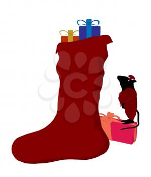 Royalty Free Clipart Image of Mice With a Christmas Stocking