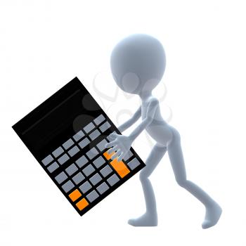 Royalty Free Clipart Image of a Guy With a Calculator