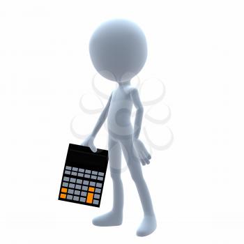 Royalty Free Clipart Image of a Guy With a Calculator