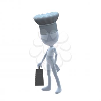 Royalty Free Clipart Image of a Chef Holding a Grater
