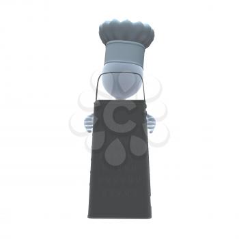 Royalty Free Clipart Image of a 3D Chef With a Grater
