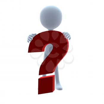 Royalty Free Clipart Image of a 3D Guy With a Question Mark