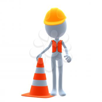 Royalty Free Clipart Image of a 3D Road Construction Guy
