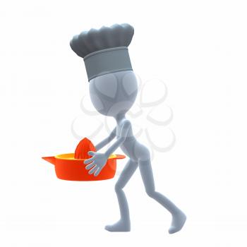 Royalty Free Clipart Image of a Chef Holding a Juicer