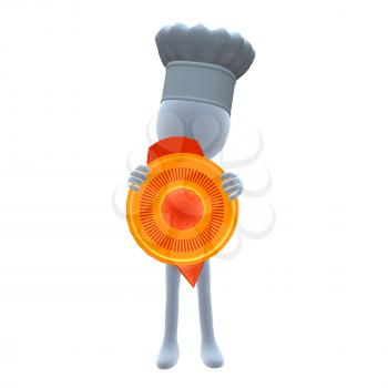 Royalty Free Clipart Image of a Chef Holding a Juicer