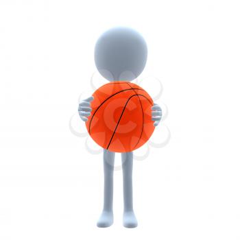 Royalty Free Clipart Image of a Man Holding a Basketball