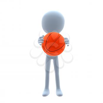 Royalty Free Clipart Image of a Man Holding a Basketball