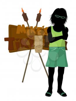 Royalty Free Clipart Image of a Boy With a Tiki
