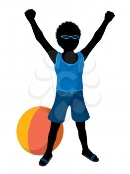 Royalty Free Clipart Image of a Boy With a Beach Ball