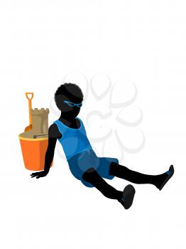 Royalty Free Clipart Image of a Boy With Sand Toys