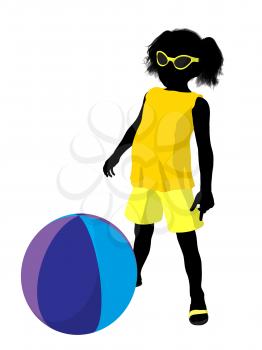 Royalty Free Clipart Image of a Girl With a Beach Ball