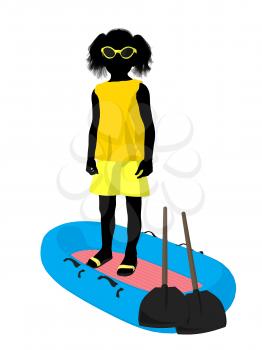 Royalty Free Clipart Image of a Girl on a Surfboard
