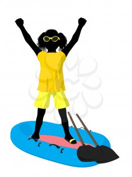 Royalty Free Clipart Image of a Girl on a Surfboard