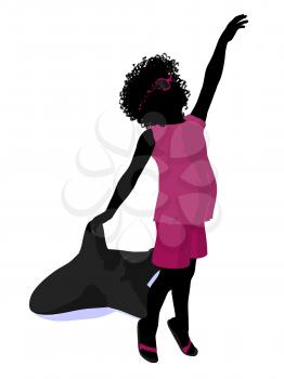 Royalty Free Clipart Image of a Child With an Inflatable Dolphin