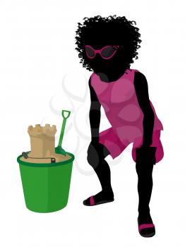 Royalty Free Clipart Image of a Girl With Sand Toys