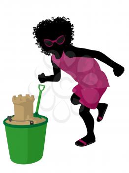 Royalty Free Clipart Image of a Girl With Sand Toys