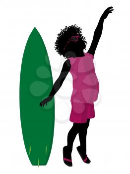 Royalty Free Clipart Image of a Girl With a Surfboard